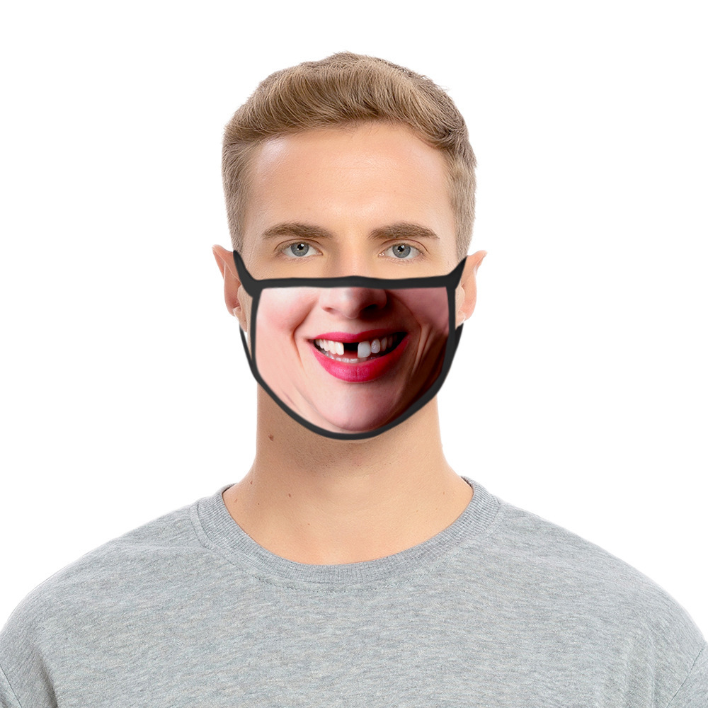 新款2020搞怪笑脸口罩时尚冰丝口罩 可水洗重新使用