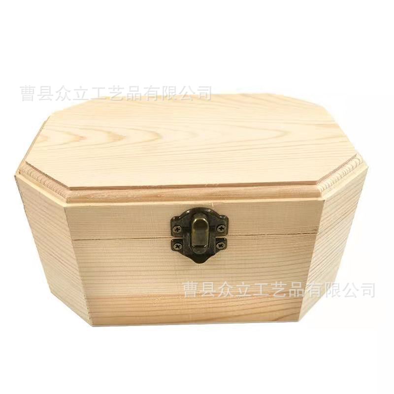 Octagonal Rectangular Box Creative Wooden Decoupage Clay White Body Pencil Jewelry Wooden Box Blind Box