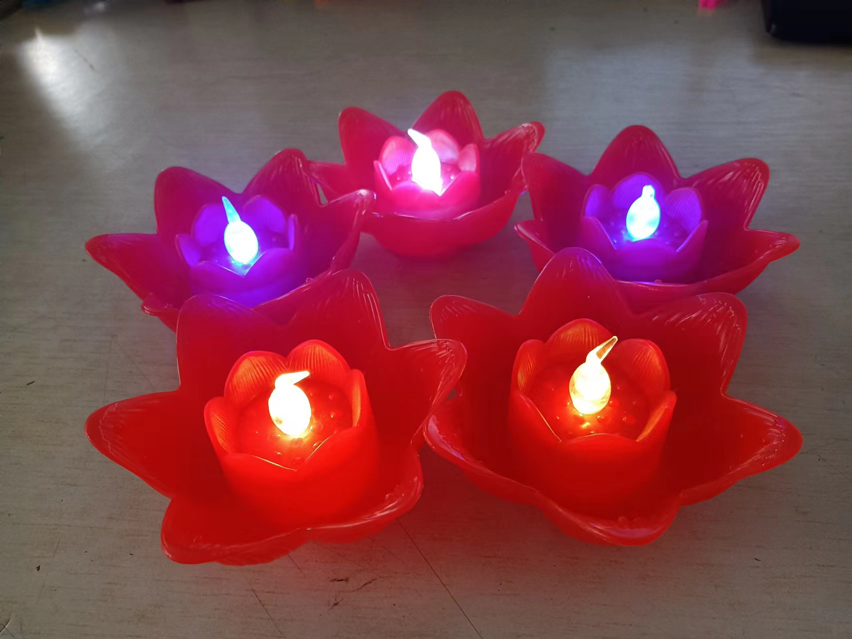 Lotus Lamp Led Imitation Luminous Electronic Candle Colorful Lotus Lamp Wish River Lanterns Spring Festival Supplies Buddha Worship Blessing Lamp