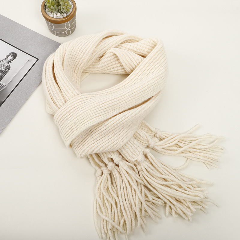 cross-border winter new knitted scarf striped tassel deer plush scarf small fresh shoulder wear hand knotted scarf