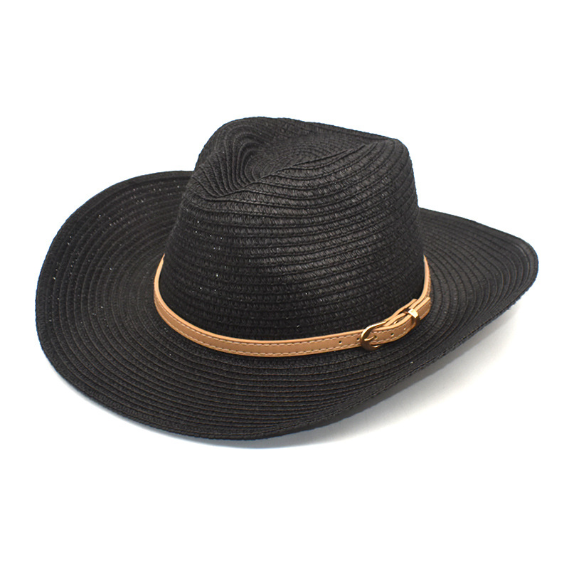 European and American Men's Western Cowboy Hat Women's Beach Hat Sun Protection Big Brim Hat Summer Gift Hat Sun-Proof Straw Hat Fashion