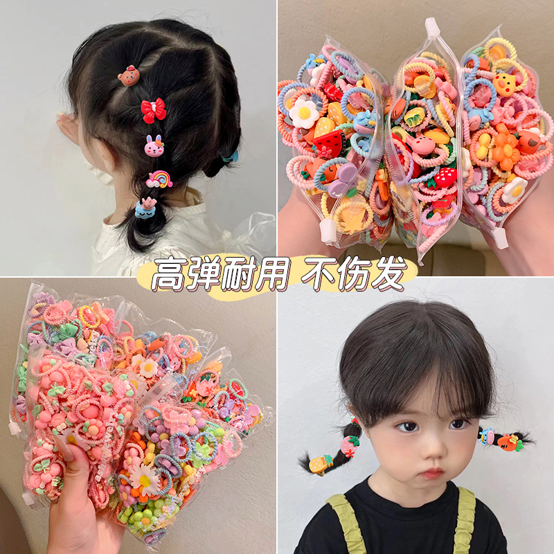 Children's Rubber Band Does Not Hurt Hair Elastic Girls Rubber Band Baby Hair Ties Small Size Tie Hair Chuchu Hair Ring Hair Accessories