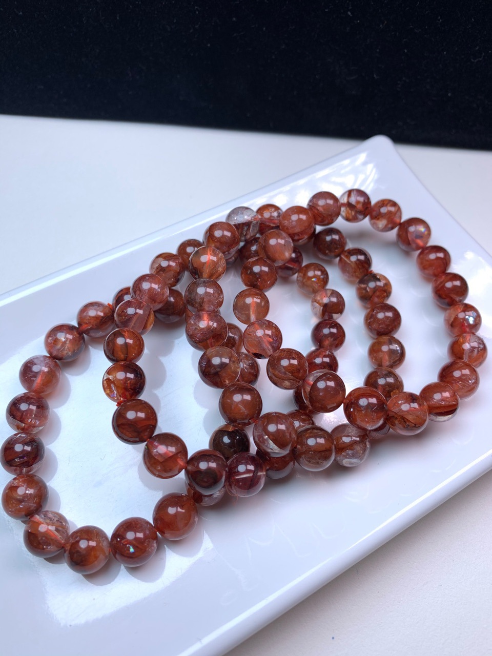 亿景城牛血红鸩羽幽灵手链 红胶花手链 凤凰幽灵手串链