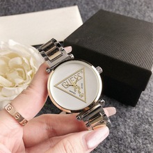 GUES5倒三角形石英女表简约大盘腕表批发小众高级感不锈钢手表