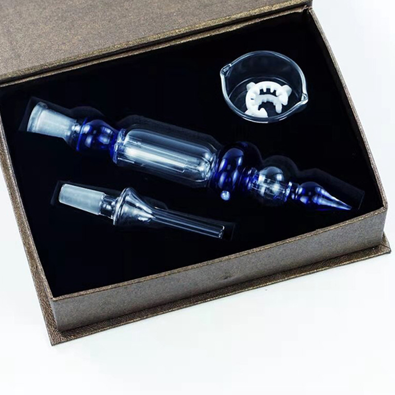 华悦玻璃厂家供应nc套装玻璃烟具制品系列烟管烟枪配件翻盖盒装