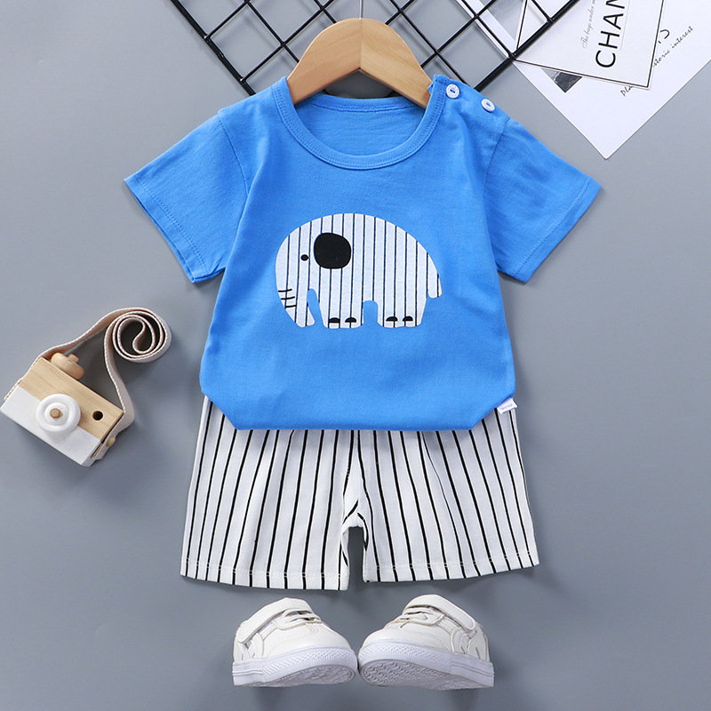 New Children's Short-Sleeved T-shirt Set Summer Infant Boys and Girls T-shirt Baby Short Sleeve Suit Pure Cotton Children's Clothing