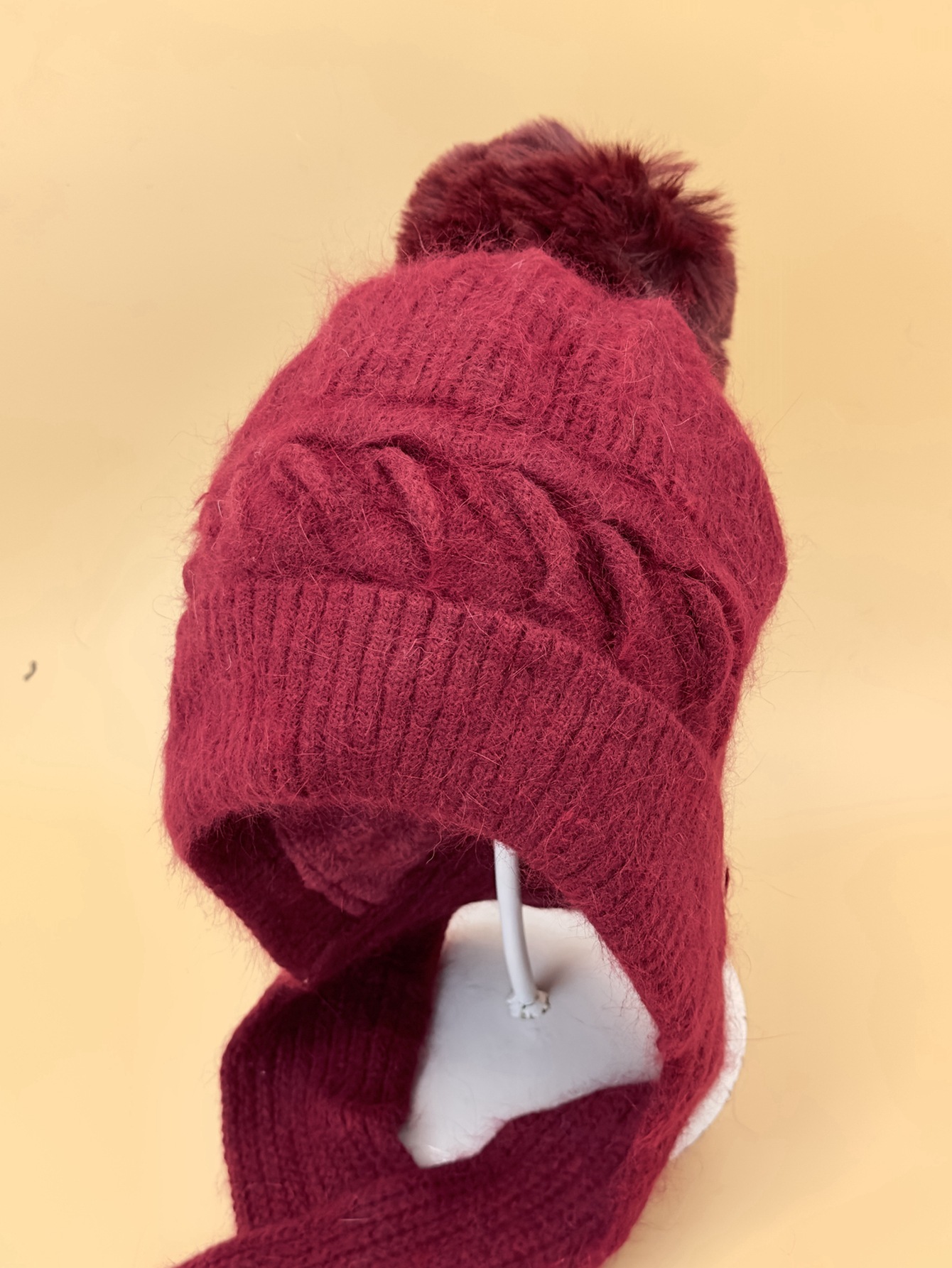 秋冬女士帽子围脖一体抗寒保暖针织帽加厚加绒护耳韩版洋气兔毛帽