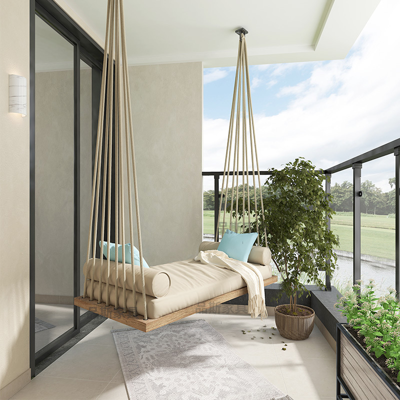 户外秋千室外吊篮家用阳台实木单双人秋千室内摇篮椅吊床藤椅家用