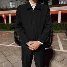 厅局风男装年轻领导干部行政夹克男成熟稳重套装黑色cleanfit外套