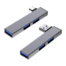 USB3.0弯头扩展坞5Gbps一拖三Typec分线器Type-c转换器Hub拓展坞