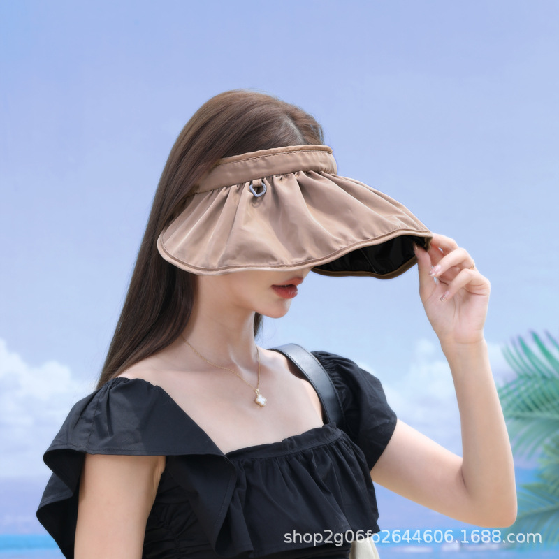 Summer Sun Hat Korean Style Sun Hat Big Brim Face-Covering Internet Celebrity Shell-like Bonnet Curly Headband Sun Female Cap Wholesale