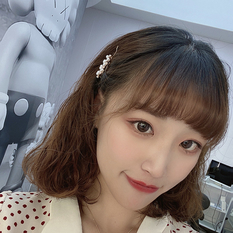 韩国网红一字夹短发头饰侧边发夹边夹卡子少女刘海发边夹珍珠发夹