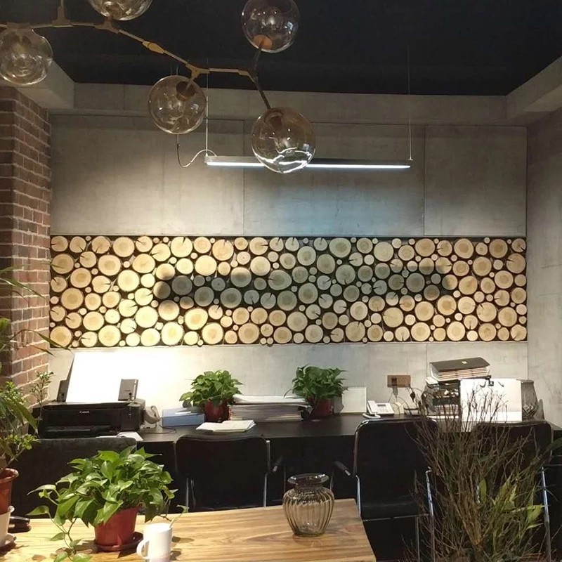 圆木头片原木年轮酒吧茶楼咖啡厅装饰墙面装修木片电视背景墙木片