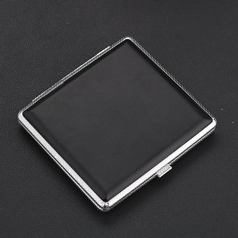 Leather Pattern Cigarette Case Men's Boutique Portable 20 PCs Metal Sticker Leather Cigarette Case Cigarette Holder Factory Direct Sales Smoking Set Wholesale