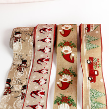 新款圣诞印花丝带装饰圣诞树彩色老人丝带圣诞礼品围边绑带包装