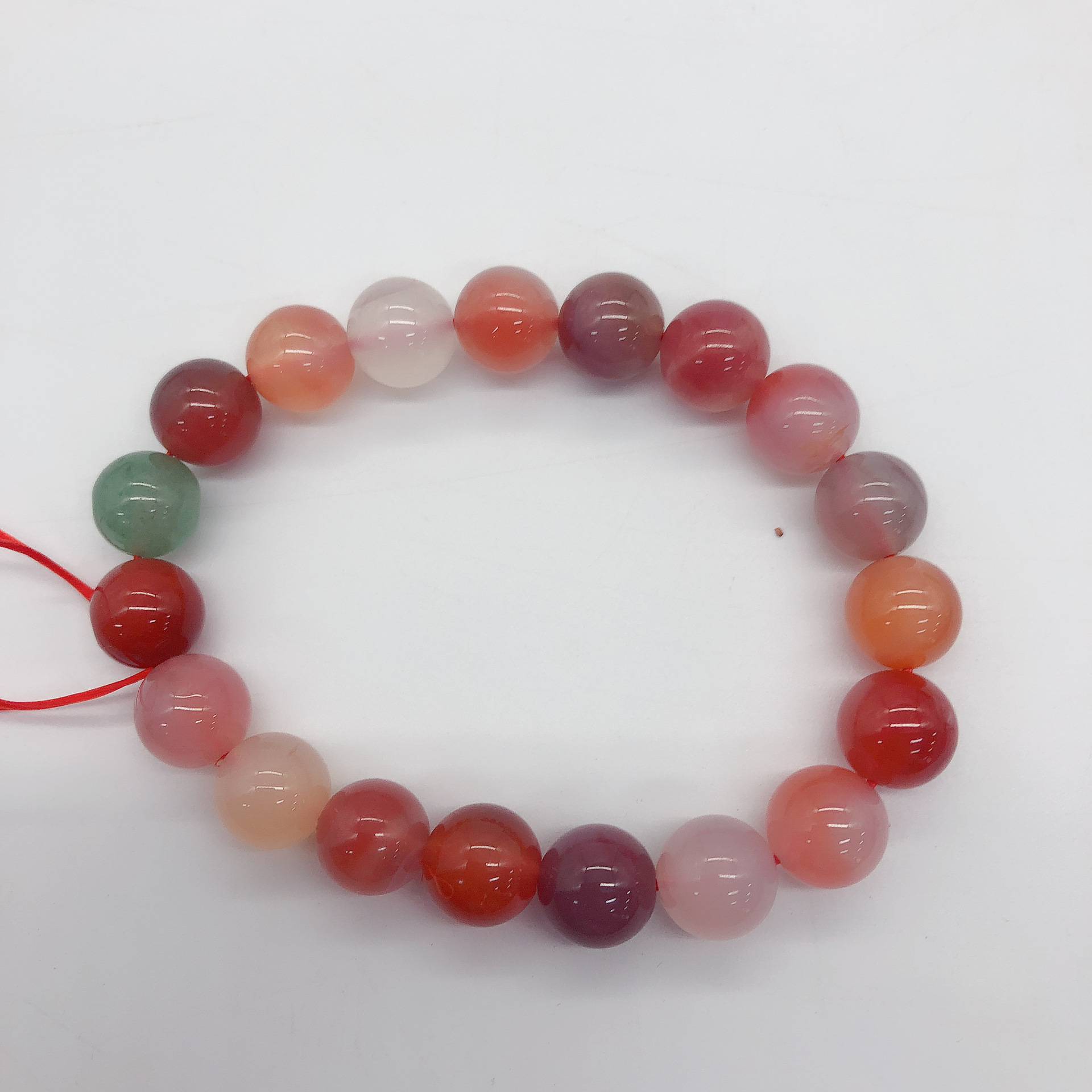 盐源玛瑙手链糖果色润透七彩单圈多彩水晶饰品生日礼物