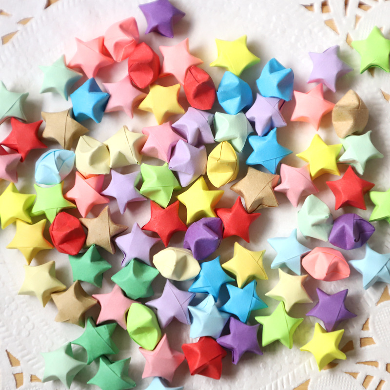 手工折纸星星叠好的成品星星幸运星瓶许愿瓶配件彩虹色纯色糖果色
