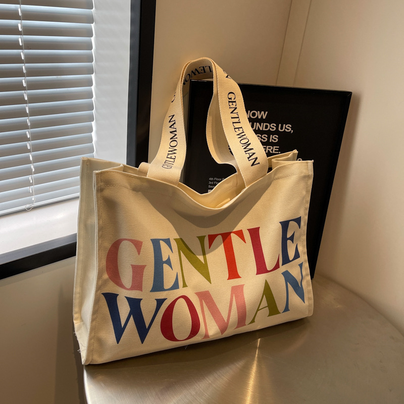 泰国gentle woman跨境欧美风大容量帆布包百搭时尚外贸爆款字母款