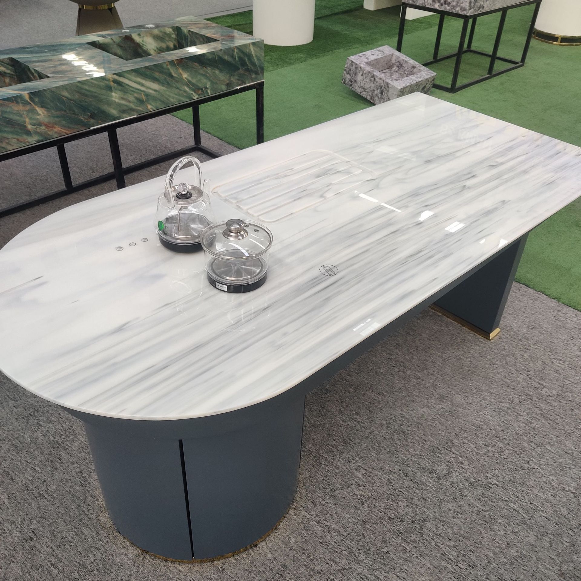 通体微晶石通体花纹人造石台面板别墅挑空客厅电视背景墙微晶石