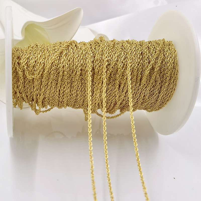 14k亮包金色麻绳散链diy配件项链铜镀金 1.6mm水波纹链条不易褪色