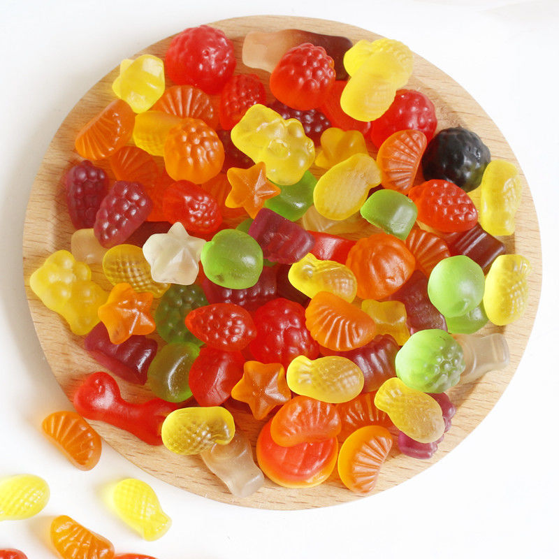 橡皮糖混合水果味软糖qq糖彩色果味糖果怀旧零食礼包毛毛虫糖批发