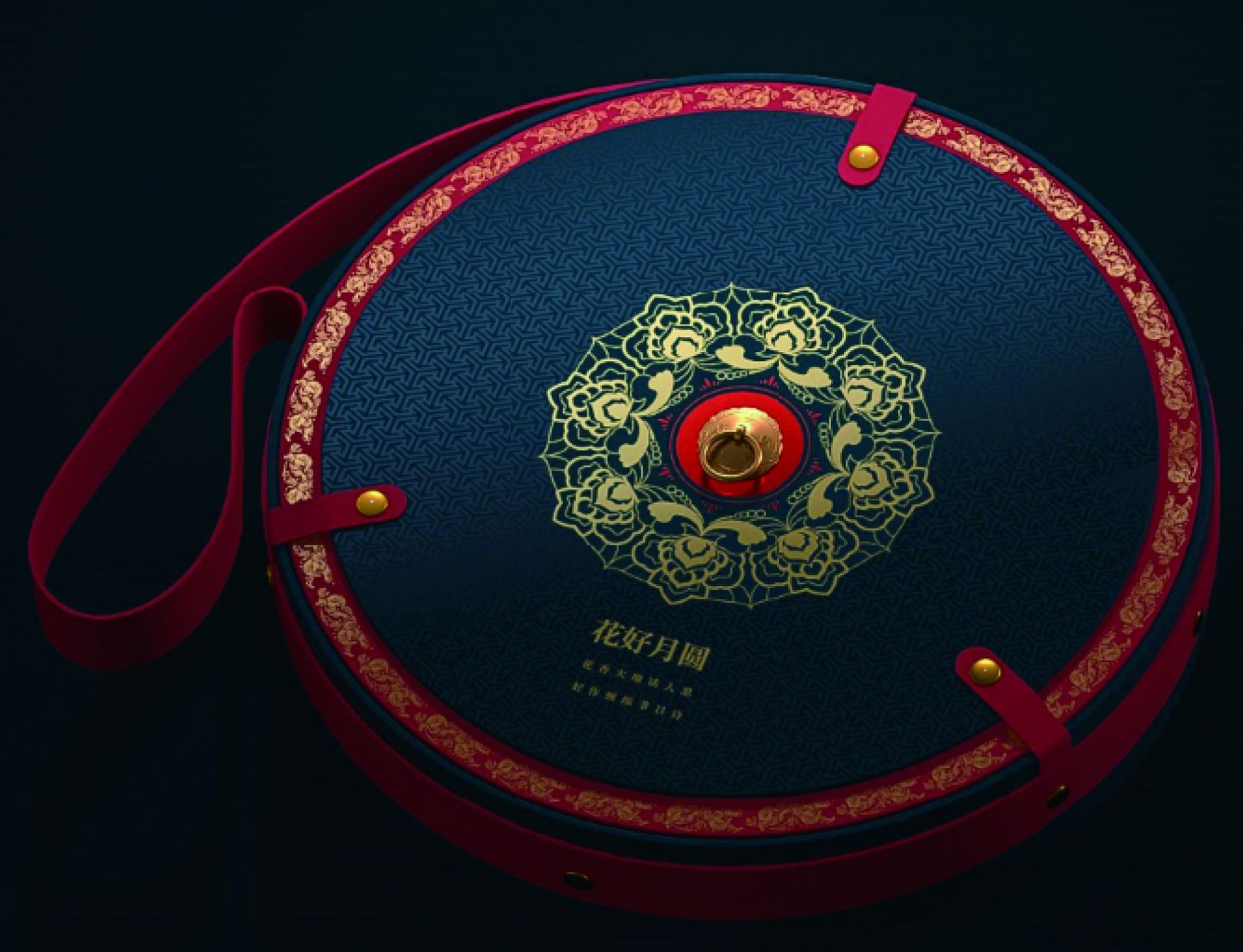 国潮中秋礼盒空盒圆形月饼盒6粒装新款高档创意手提式包装盒