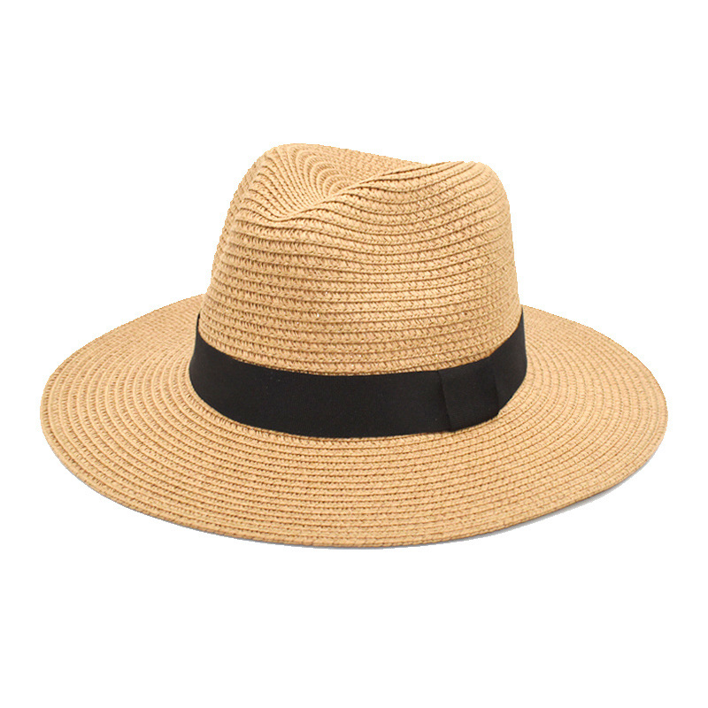 New Summer Hat Straw Panama Straw Hat British Style Top Hat Boy and Girl Sunshade Fashion Sun-Proof Beach Hat