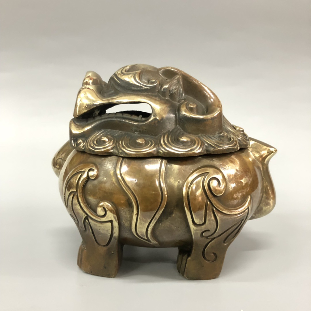 黄铜狻猊香炉铜香熏炉貔貅炉家居佛堂佛具香道用品仿古铜工艺品