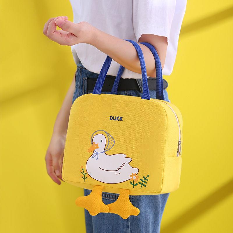 Small Yellow Duck Lunch Bag Cute Cartoon Lunch Box Bag Lunch Bag Handbag Storage Insulated Bag Canvas Lunch Box Bag