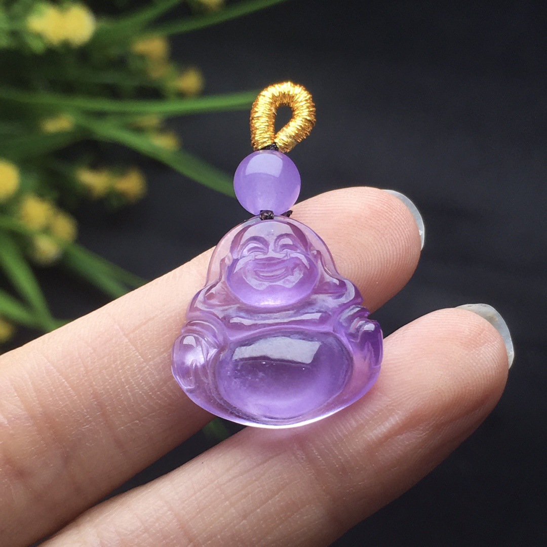 批发供应缅甸翡翠冰种紫罗兰佛公吊坠女款珠宝玉器首饰镇平玉器