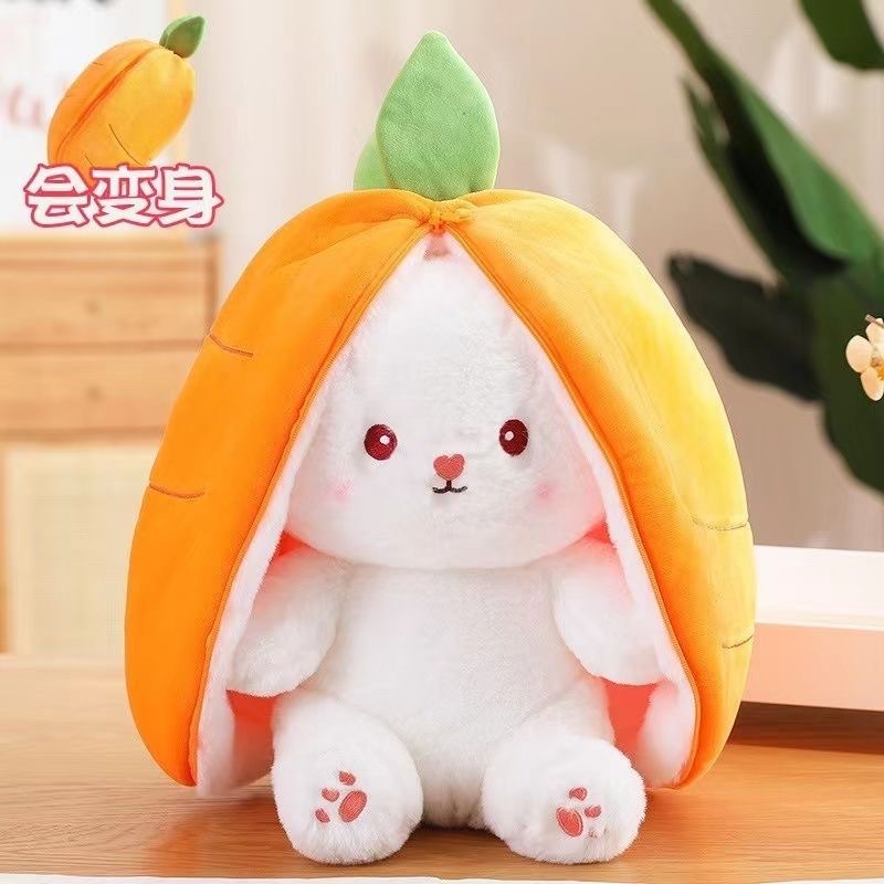 Wholesale Strawberry Rabbit Transformation Bunny Doll Doll Puppet Carrot Rabbit Plush Doll Sleeping Pillow