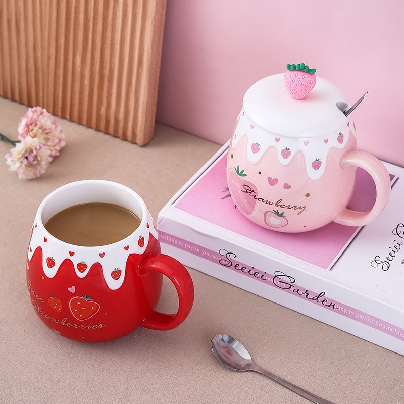 Three-Dimensional Silicone Cartoon Fruit Pattern Series Mug Strawberry Cup Good-looking Drinking Water Breakfast Coffee Cup