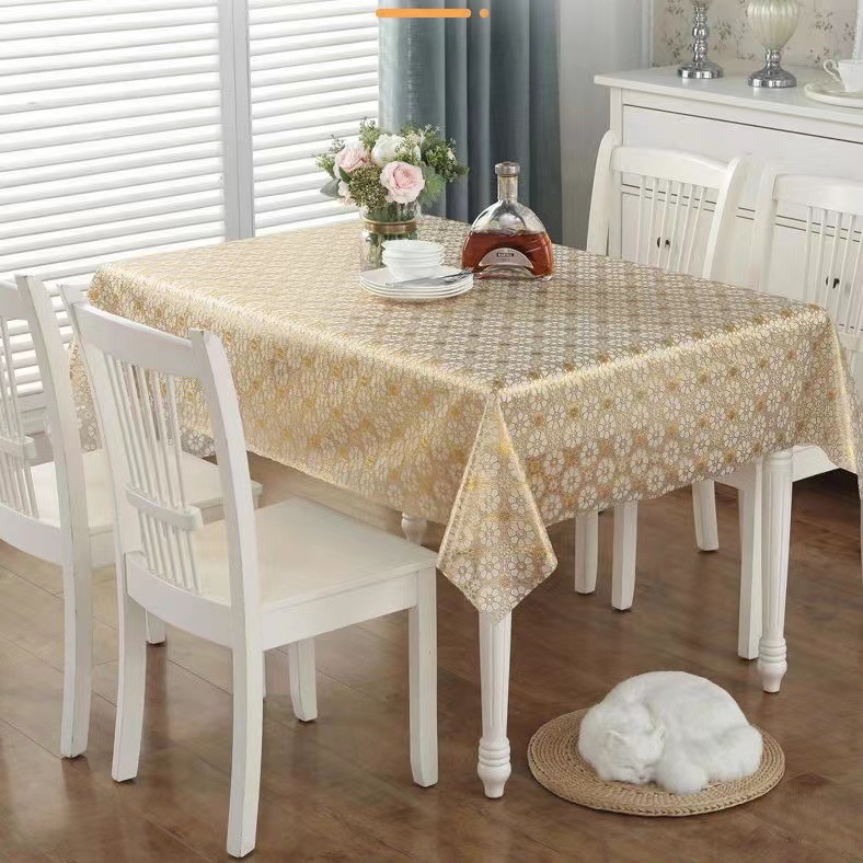 Gilding Tablecloth 80*140 Tablecloth Waterproof Heat Proof and Oil-Proof Dining Table Cushion Household Living Room Coffee Table Pad