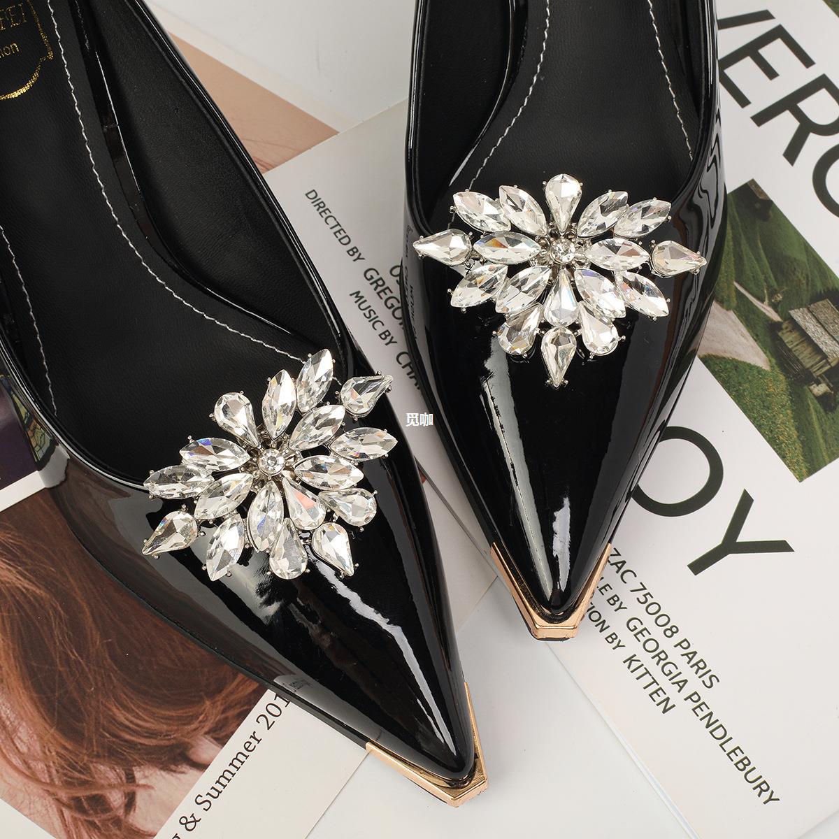 新款2023鞋饰金属装饰配件鞋面饰品百搭鞋花鞋扣鞋头水钻玻璃配饰