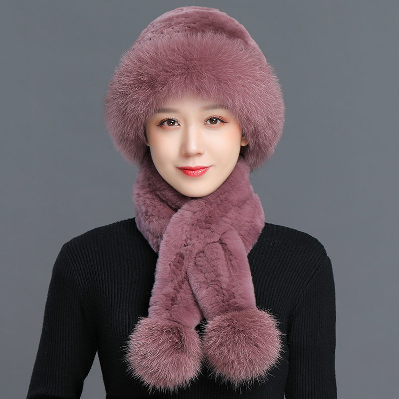 皮草帽子新款女冬保暖狐狸毛防寒帽加厚妈妈时尚仿毛