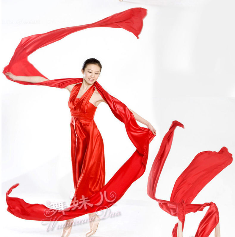 跳舞绸带秧歌红绸带舞蹈绸子大红色绸布飘带红布腰鼓腰带黄绿彩带