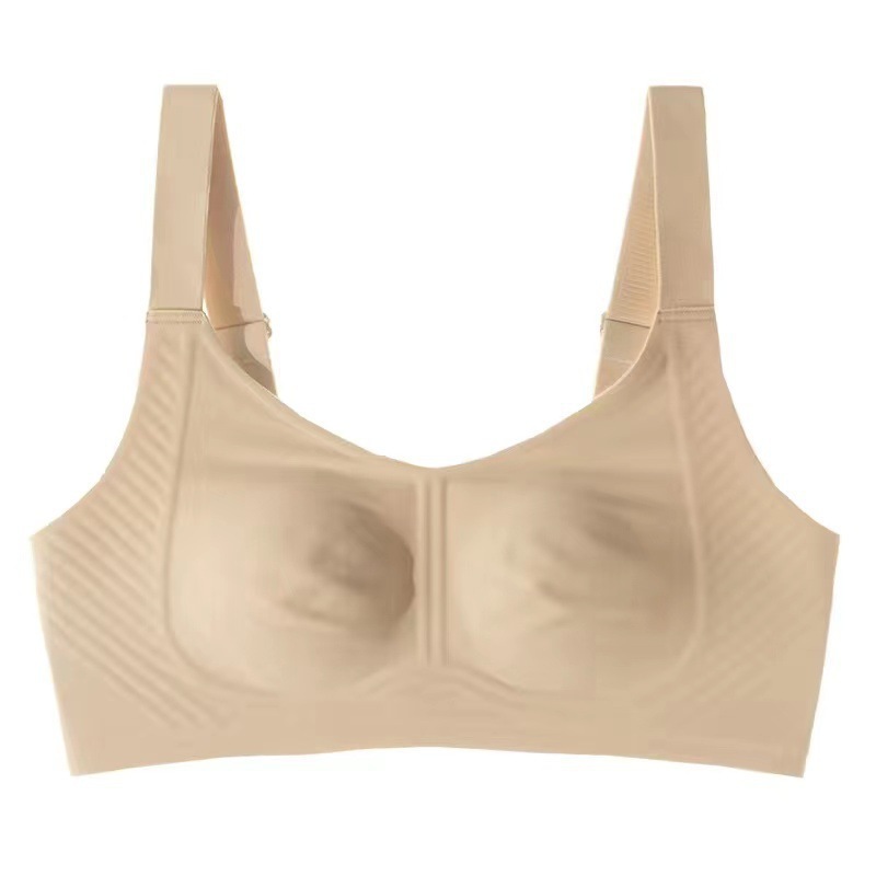 Breasts Contracting Bra Female Thin Section Traceless Rabbit Ears plus Size Chest Reduction without Wire Accessory Breast Push up Anti-Sagging Bra