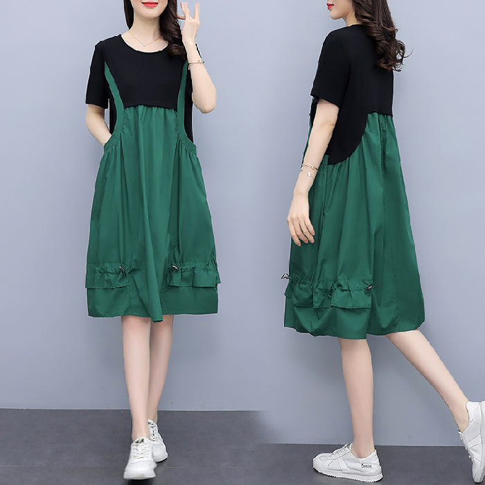 European Goods Western Style Suspender Skirt Fake Two-Piece Summer 2023 Tight Waist Mid-Length A- line Suspender Slimming Dress for Women