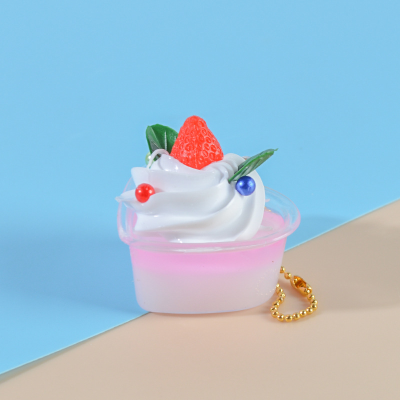 Simulation Yogurt Cream Ice Cream Sundae Glass Pendant Internet Celebrity Same Simulation Dessert Candy Toy Keychain Pendant