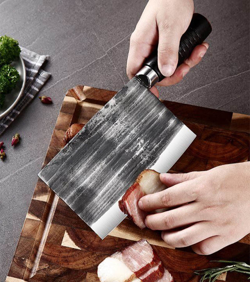 龙泉市龙虎刀剑锻打弯刀烧鹅鸭鸡肉熟食砍骨刀锋利家用厨师斩切刀