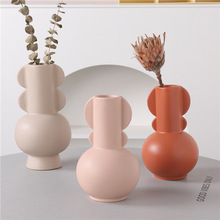新款现代北欧几何陶瓷花瓶莫兰迪客厅桌面花器家居花束装饰摆件