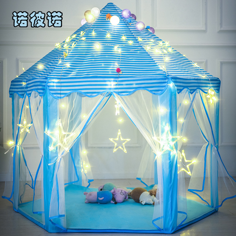 Factory Direct Sales One Piece Dropshipping Tulle Hexagonal Princess Children's Anti-Mosquito Indoor Game House Big Castle Wholesale Tent