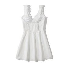 2024欧美风夏女装新款白色无袖收腰收连衣裙  23018