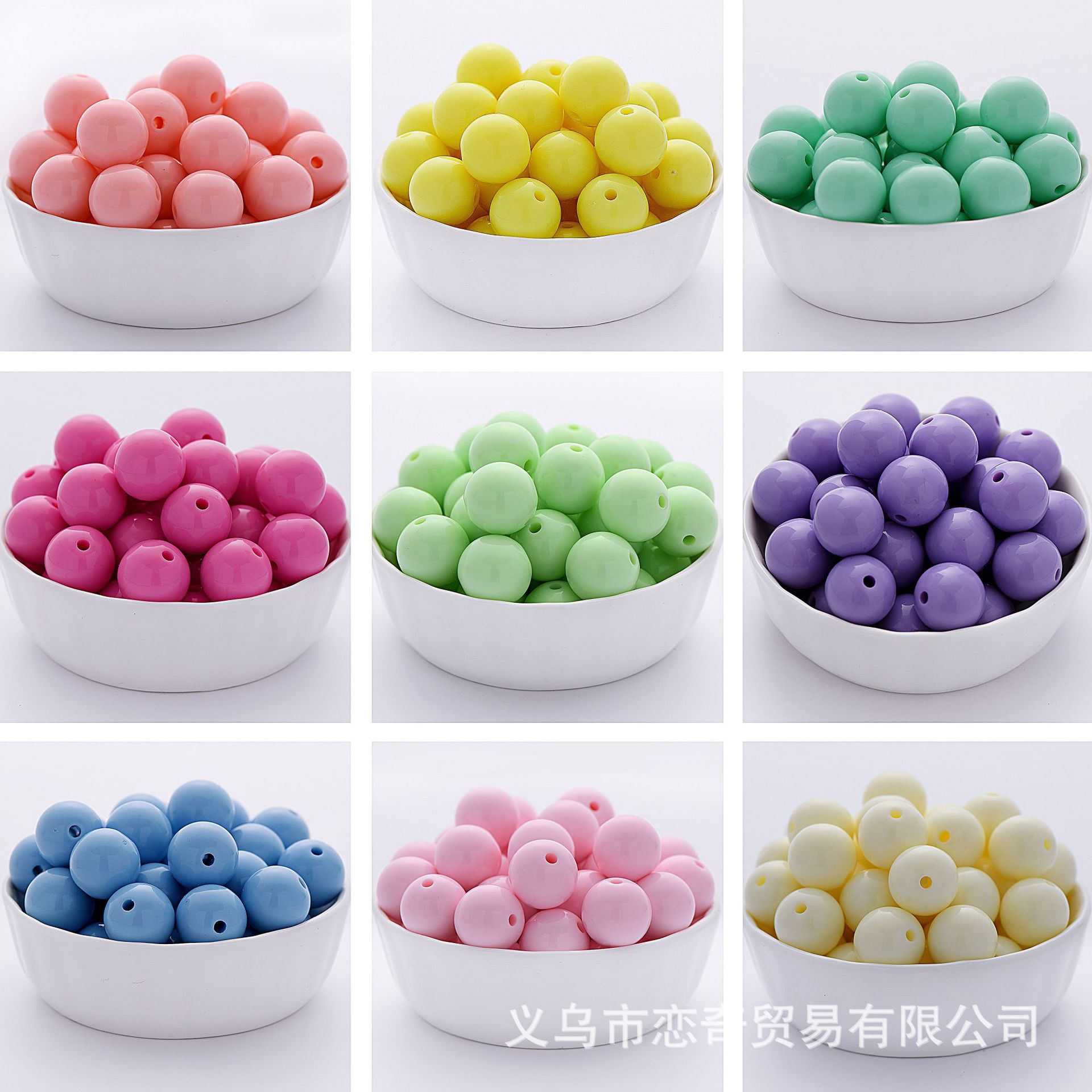 100 Pcs/Pack Acrylic round Beads Macarons Solid Color Beads DIY Handmade Beaded Candy Color Scattered Beads