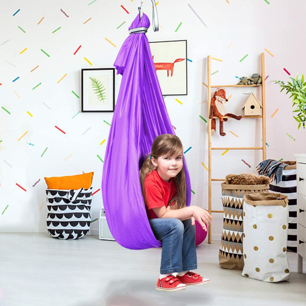 Popular Indoor Stretch Cotton Fiber Hammock for Children Indoor and Outdoor Yoga Swing Aerial Yoga Hammock Factory in Stock
