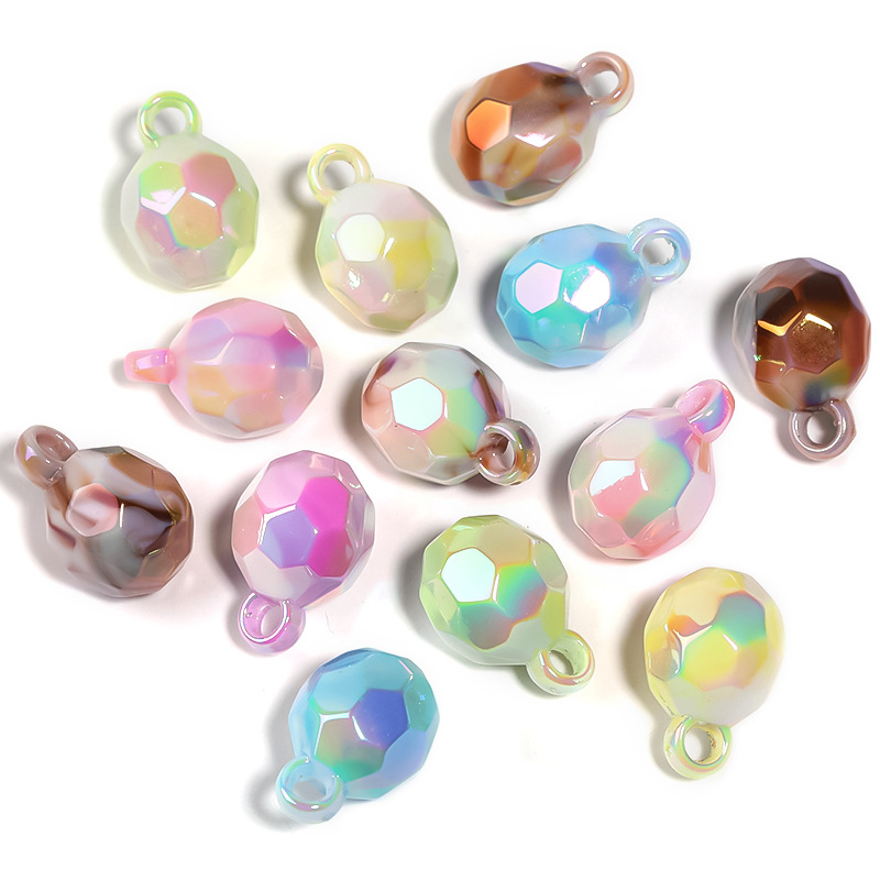 A Variety of Acrylic Hanging Hole Beads Solid Color round Beads Colorful Square Beads DIY Pendant Ornaments Accessories Beaded Loose Beads Wholesale