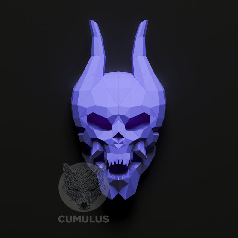 恶魔骷髅3d纸模型diy手工纸模壁挂几何折纸立体构成