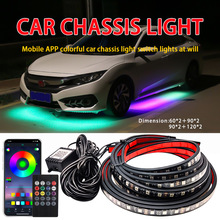 跨境热卖汽车LED底盘灯改装七彩声控氛围灯蓝牙APP多功能警示灯