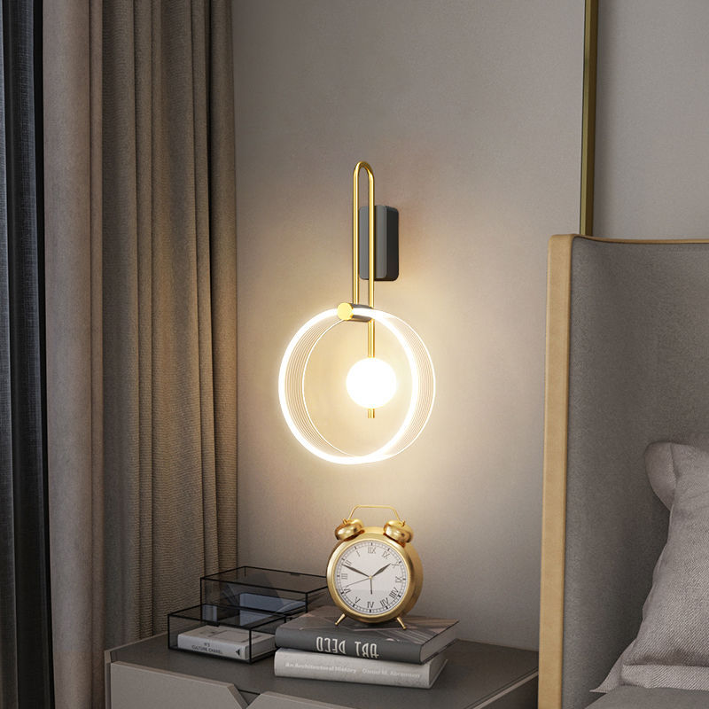 Wall Lamp Bedroom Bedside Lamp Modern Simple and Light Luxury Nordic Living Room Wall Light Bulb Creative Corridor Aisle Lighting