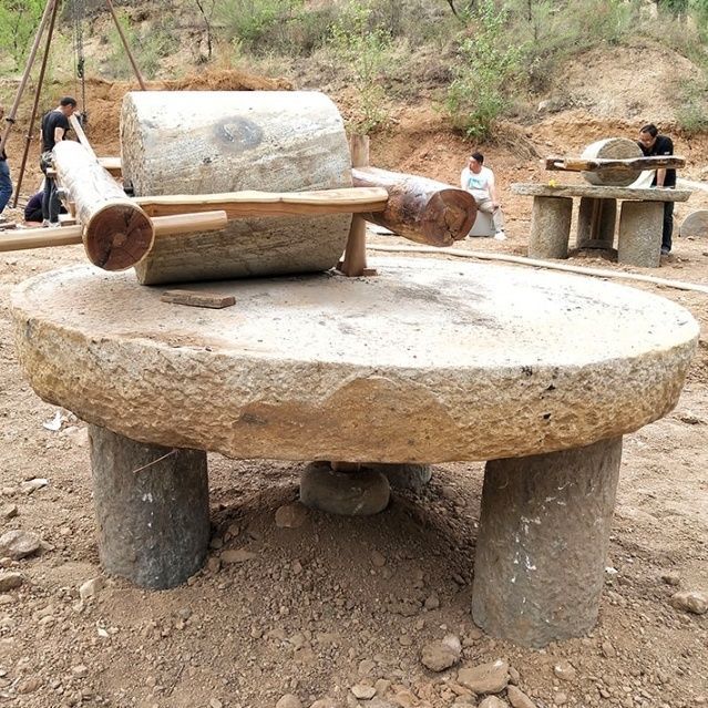农村老石碾子老式旧碾盘药碾磨盘石磨片石磙复古园林怀旧农具摆件